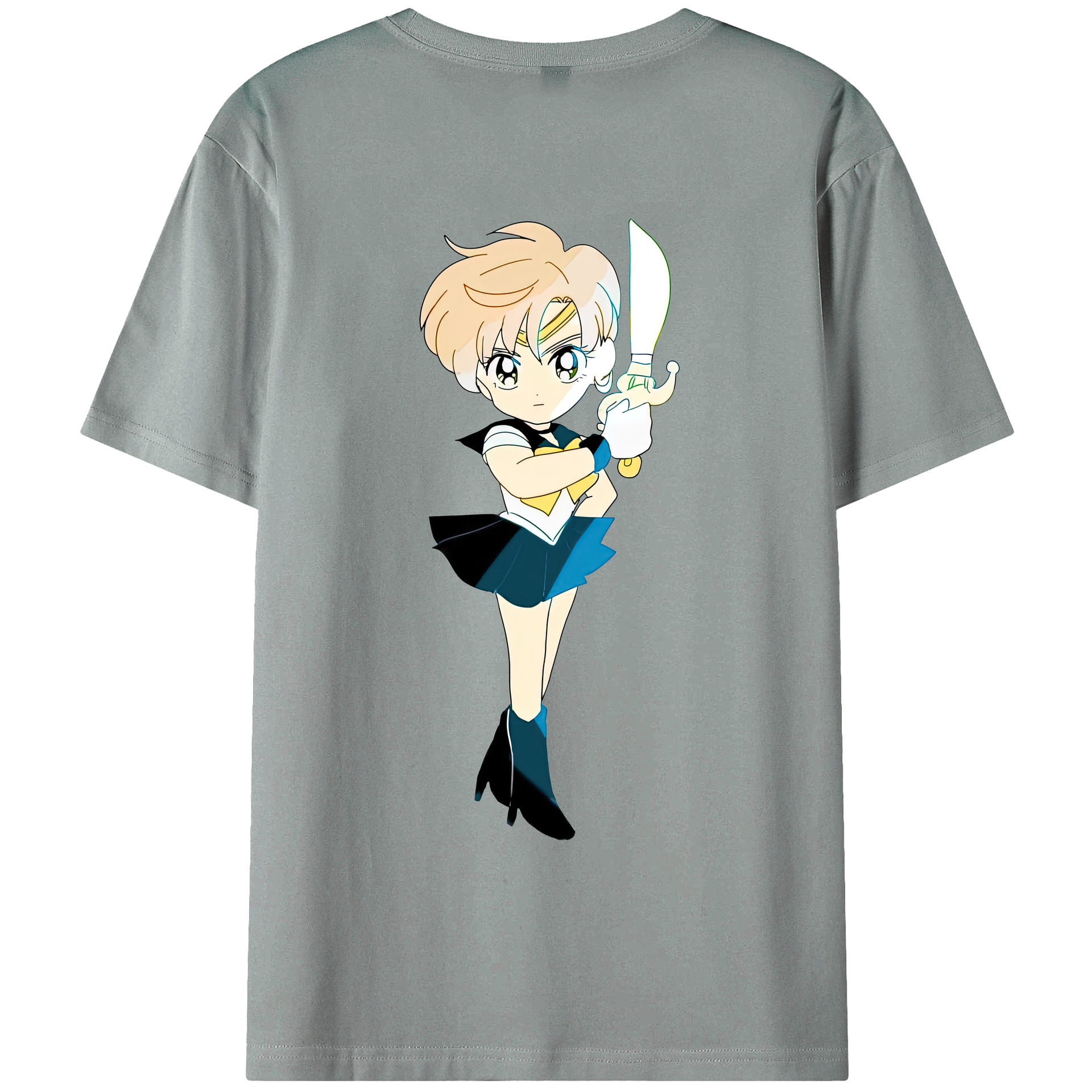 （画像用） 美少女戦士セーラームーン 天王はるか Sailor Moon Tenoh Haruka 綿100％ メンズ半袖Tシャツ（バックプリント） 通気性